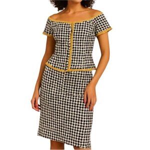 Morton Myles For The Warrens Vintage 2 Piece Sequin Skirt Set Black White Size 8